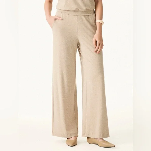 OGL Lyocell Wool Mid Rise Wide Leg Pull-on Pants Pockets SET With TOP Large New - Picture 7 of 11